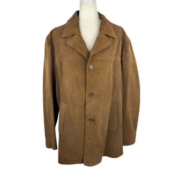 J Crew Vintage Heavy Duty Suede Leather Hunting Brown Jacket Thinsulate Large - Picture 1 of 15